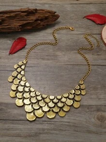 Thời Trang Vintage Hình Học Lá Khớp Hợp Kim Vòng Cổ Hợp Thời Trang Nữ Ngắn Xương Đòn Dây Chuyền - màu vàng cổ xưa - Xem 5