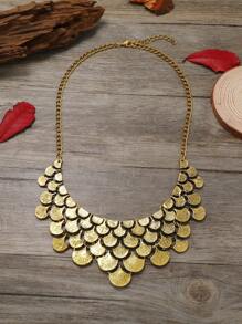 Thời Trang Vintage Hình Học Lá Khớp Hợp Kim Vòng Cổ Hợp Thời Trang Nữ Ngắn Xương Đòn Dây Chuyền - màu vàng cổ xưa - Xem 6