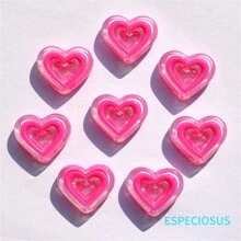 20 PCS Transparent Multi Color Heart Shape Beads Bracelet Spacer Acrylic Hollow Love Charms Necklace Department DIY Jewelry Accessories