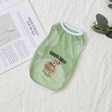 Pet Summer Clothes For Cats And Dogs, Breathable And Thin Mesh Fabric, Colorful Bear Design, Large Size Vest For Golden Retriever And Bichon Frise