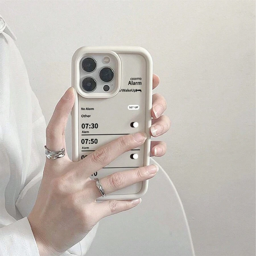 Creative Minimalist Alarm Clock Silicone Phone Case, Compatible With Iphone 15/15pro/15promax/14/13/12/11/Xsmax Series, Phone Protective Cover