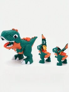 1套恐龍diy黏土套件,綠色和橙色黏土、麵條製造器和各種模具,親子互動玩具、兒童美術創作用品,適合3-6歲男女童 - 恐龍彩泥機 - 查看 3