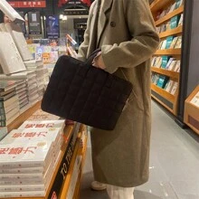 1 szt Styl Ins Minimalistyczny I Z górnej półki Pled Komputer Torba , Jednolity kolor iPada Ochronny Torebka  Odpowiedni Dla Studenci I Gabinet Pracownicy - Czarne - Zobacz 8