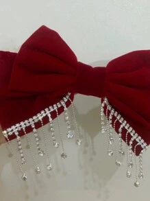 Dễ thương 1pc Phụ nữ nơ & Rhinestone trang trí thời trang kẹp tóc kiểu Pháp cho cuộc sống hàng ngày kẹp tóc kẹp tóc trượt kẹp tóc - Nhiều màu - Xem 4