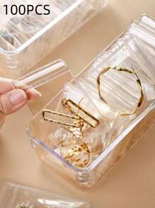 100Pcs Small Transparent PVC Ziplock Bags With Zip Seal And Dustproof Function For Jewelry, Plastic Packaging Self-Sealing Storage Bags For Rings, Earring, And Bracelets - Multicolor - View 3