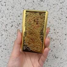 1 Miếng Vàng Kim loại Hộp đựng thuốc lá Thời trang Chạm khắc Thuốc lá Hộp Sang trọng Quà sinh nhật - Vàng - Xem 5