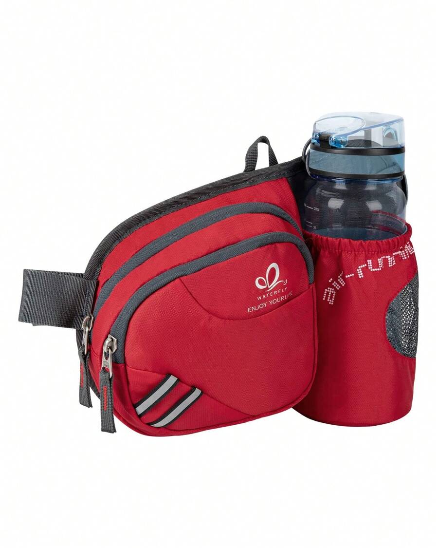 Waterfly Bolsa de cintura corrida desportiva homem mulher com suporte para garrafas bolsa de cintura para correr caminhadas, Preto, Caminhadas, corrida, desporto - Rojo - Ver 1
