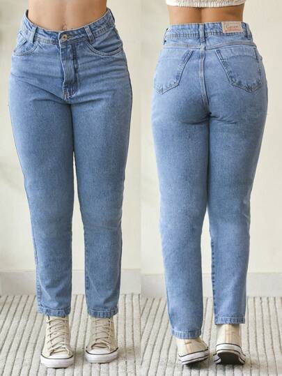 Calça Jeans Mom Feminina Cintura Alta Tecido Grosso 100% Jeans Promoção