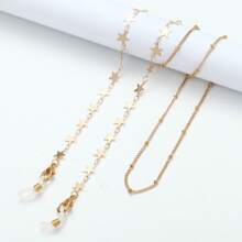 Dây chuyền kính mắt kim loại màu vàng 1 thanh lịch có hình trái tim, ngọc trai, hình tam giác, mặt trăng và ngôi sao rỗng, chi tiết hoa hồng và đĩa tròn dành cho nữ - Nhiều màu - Xem 20