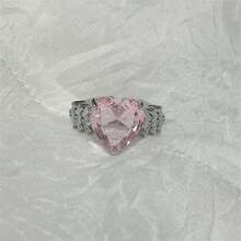 1 Miếng Lễ cưới , Cao-kết thúc , Đúng mốt , Phong cách cổ điển , Sang trọng Màu hồng Đá quý Và Kim cương Nhẫn , Đối với phụ nữ - Bạc - Xem 2