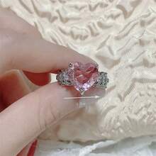 1 Miếng Lễ cưới , Cao-kết thúc , Đúng mốt , Phong cách cổ điển , Sang trọng Màu hồng Đá quý Và Kim cương Nhẫn , Đối với phụ nữ - Bạc - Xem 5