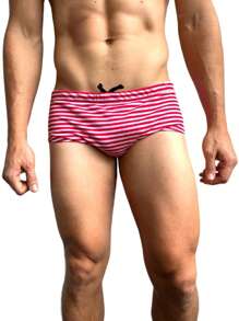 LUGA SWIMEAR por GARY CENTENO Traje de baño para Hombre Corto tipo Sunga, Calidad Premium - Rojo y blanco - Ver 5