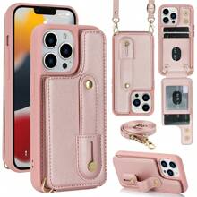 OUKNOEO 时尚斜挎包及仿皮手机壳，兼容 17 Air、16e、15、14、13、12、11 Pro、XS Max、7、8 Plus、XR、SE，Galaxy S25 Edge、S24、S23、S22 Ultra Plus、A13、A14、A15、A16、A35、A36、A53、A54、A55、A56，Z Fold 7、FE、6、5、4 - 藕粉色 - 查看 8