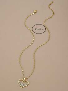 Dây Thép Không Gỉ Thời Trang Trái Tim & Kim Cương Giả Trang Trí Vòng Cổ Cho Nữ Trang Trí Hàng Ngày - Vàng - Xem 3