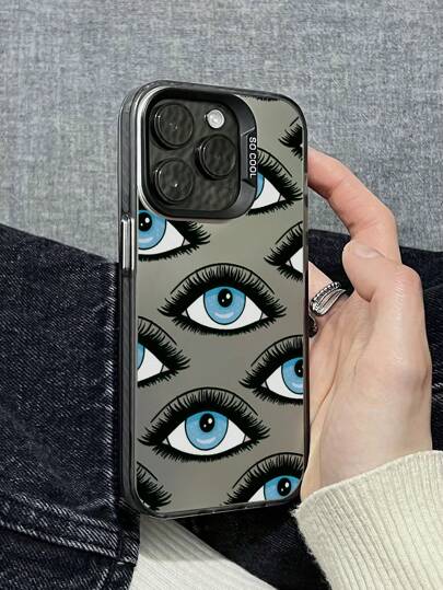 1 件時尚眼睛印花防震手機殼,相容於蘋果和三星系列