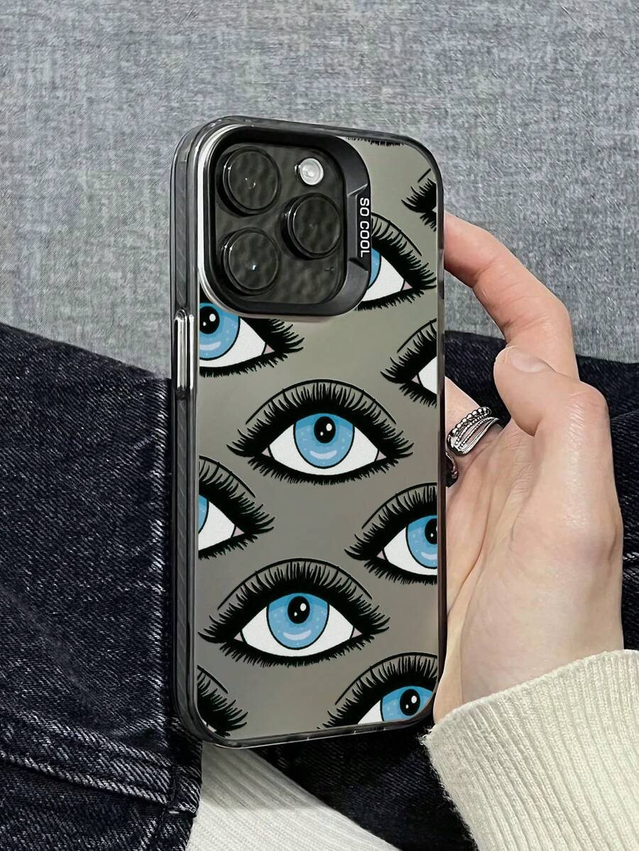 1pc Fashionable Eye Print Anti-Shock Phone Case, Compatible With Apple And Compatible With Samsung Series - Multicolor - View 1