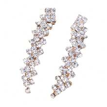 Simple & Fashionable Diamond Studded Accessories Set, Rhombus Shaped Pendant Necklace & Earrings For Women