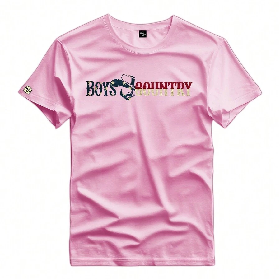 Camiseta Personalizada Estampada 100% Algodão T-Shirt Country - 151 - Rosa chiclete - Visão 1
