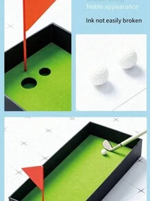 1pc Golf Gift Pen Set, Desktop Mini Golf Putting Green With Metal Golf Club & Ball Pen - Multicolor - View 7