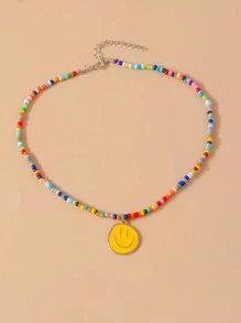 7 件裝波西米亞風格串珠笑臉項鍊女式,海灘首飾 - 彩色 - 查看 6