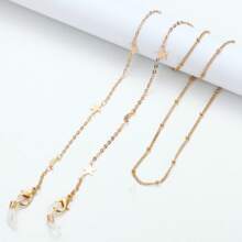 Dây chuyền kính mắt kim loại màu vàng 1 thanh lịch có hình trái tim, ngọc trai, hình tam giác, mặt trăng và ngôi sao rỗng, chi tiết hoa hồng và đĩa tròn dành cho nữ - Nhiều màu - Xem 15