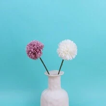 5入組人工花裝飾乒乓菊家居婚禮客廳裝飾花藝擺設裝飾品代運 - 白色 - 查看 3