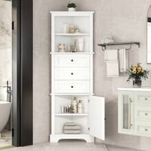 Tall Corner Cabinet, Corner Storage Cabinet With Doors And Adjustable Shelves, Freestanding Corner Cabinet For Bathroom, Kitchen, Living Room - White - View 3