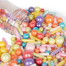 4.58OZ/130G Hạt rắc đường ngọc trai nhiều màu sắc, Kích thước hỗn hợp, Trang trí bánh nướng, Phủ kem và Trang trí bánh quy, Vật dụng tiệc cưới Giáng sinh (Hỗn hợp) - Nhiều màu - Xem 7