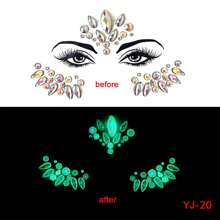 1pc  Face 3d Rhinestone Temporary TattooSticker, One Glow In The Dark For Cosplay,Party Decoration