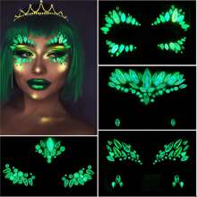 1pc  Face 3d Rhinestone Temporary TattooSticker, One Glow In The Dark For Cosplay,Party Decoration