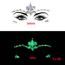 1pc  Face 3d Rhinestone Temporary TattooSticker, One Glow In The Dark For Cosplay,Party Decoration