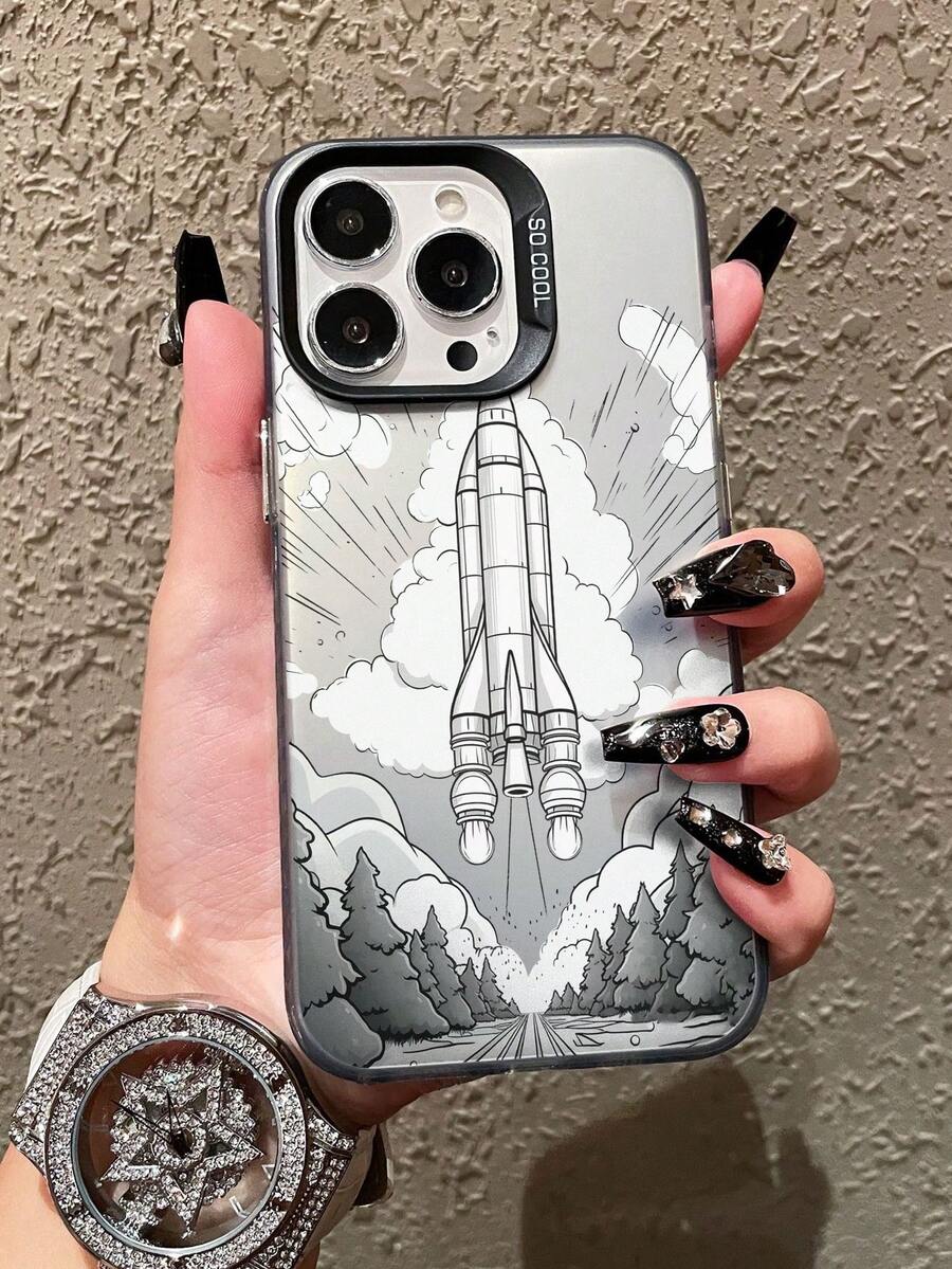 Rocket & Forest & Clouds Vỏ điện thoại sơn mờ nút kim loại mạ điện mới của Imd Tương thích với iPhone - Nhiều màu - Xem 1