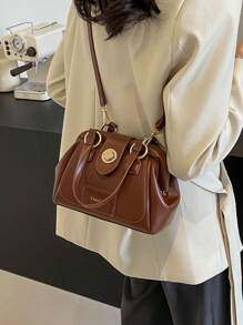 時尚大容量女士手提包 - 棕色 - 查看 7