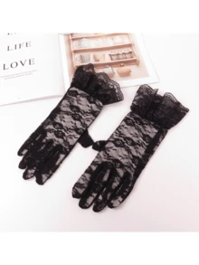 1 Miếng Của phụ nữ Ren gợi cảm Chống nắng Găng tay , có thể sử dụng Như Lái Găng tay , Găng tay , Thích hợp Đối với Nhiều Dịp - ren đen - Xem 4