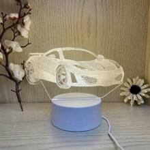 1pc Racing Car Shaped Night Light, Led Bedside Lamp With Base, Romantic Table Lamp, Perfect For Room Living Room Office Decoration, Easter Gift, Gift For Friends And Family - White - View 1