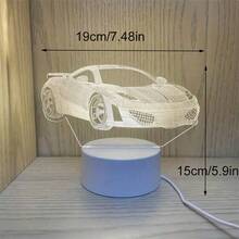 1pc Racing Car Shaped Night Light, Led Bedside Lamp With Base, Romantic Table Lamp, Perfect For Room Living Room Office Decoration, Easter Gift, Gift For Friends And Family - White - View 2