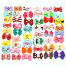 20入組/50入組/100入組五彩隨機寵物毛結蝴蝶結頭飾花型配件，適用於狗和貓，公主風格頭飾 - 彩色 - 查看 9