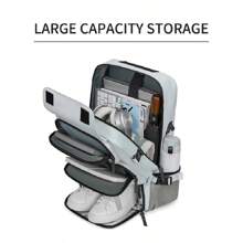 Du lịch Ba lô Đối với phụ nữ Với Cổng sạc USB Đi bộ du lịch Làm Việc Ba lô máy tính xách tay Cho nam giới Sạc Usb Dung lượng lớn 17 Inch Không thấm nước Ba lô đi học - Xám - Xem 11