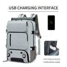 Du lịch Ba lô Đối với phụ nữ Với Cổng sạc USB Đi bộ du lịch Làm Việc Ba lô máy tính xách tay Cho nam giới Sạc Usb Dung lượng lớn 17 Inch Không thấm nước Ba lô đi học - Xám - Xem 4