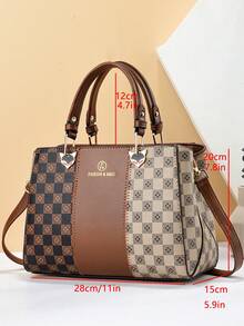 European And American Style Large Capacity Polka Dot Pattern Women's Bag, Fashionable Shoulder & Crossbody Bag For Commuting, Light And Practical - Brown - View 5