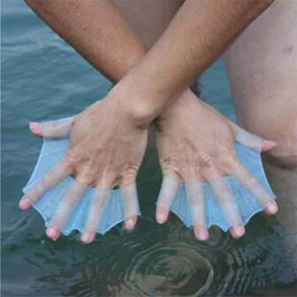 1 Set (2 Piezas) Guantes De Natación De Silicona - Aletas De Dedo Con Forma De Rana, Equipo De Entrenamiento Acuático Con Red, Adecuado Para Equipamiento De Natación Para Interiores / Exteriores De Adolescentes
