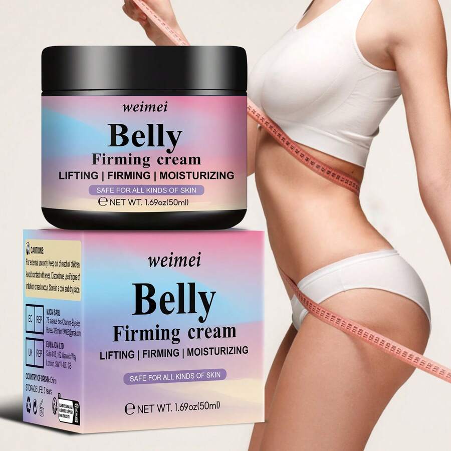 肚子緊實霜,強效緊致肌膚霜和去橙皮組織乳霜,保濕緊實乳液,適用於腹部,手臂,大腿和臀部的女性和男性 - 白色 - 查看 1