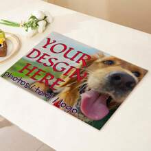 1pc Personlized Printed Linen Table Mat, Custom Single-Sided Resistant Dirty Dining Mat With Personal Photo, Suitable For Table Decoration - Multicolor - View 4