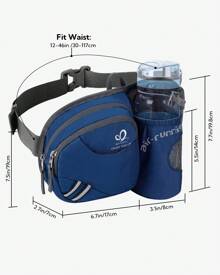 Waterfly Bolsa de cintura corrida desportiva homem mulher com suporte para garrafas bolsa de cintura para correr caminhadas, Preto, Caminhadas, corrida, desporto - azul real - Ver 2