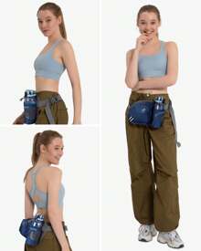Waterfly Bolsa de cintura corrida desportiva homem mulher com suporte para garrafas bolsa de cintura para correr caminhadas, Preto, Caminhadas, corrida, desporto - azul real - Ver 6