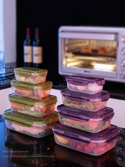 1 Set/4pcs Household Plastic Food Storage Containers With Lids, Microwave Friendly Christmas Gift