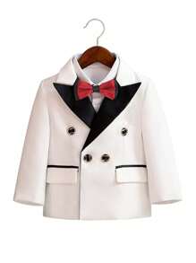 Young Boys 3pcs Suit Set: Blazer + Pants + Necktie, Spring - White - View 4