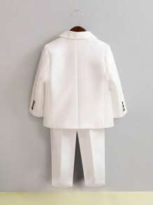 Young Boys 3pcs Suit Set: Blazer + Pants + Necktie, Spring - White - View 3