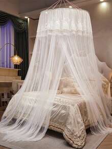 1pc Solid Color Dome Mosquito Net, Suitable For All Bed Sizes, Fashion Hanging Mosquito Net, High Density, Anti-Mosquito And Dust, Applicable For Living Room, Bedroom, Outdoor Travel