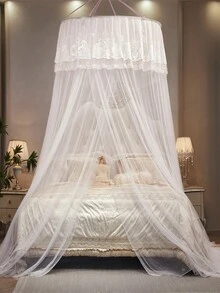 1pc Solid Color Dome Mosquito Net, Suitable For All Bed Sizes, Fashion Hanging Mosquito Net, High Density, Anti-Mosquito And Dust, Applicable For Living Room, Bedroom, Outdoor Travel